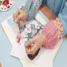 저학년미술팔토시 손매손상방지커버 팔덮개씌우개 꽃무늬 미술물감놀이 랜덤색상 한쌍 18CM