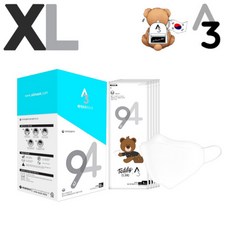 A3 KF94 특대형 마스크 50매 화이트 숨쉬기편한 귀안아픈 빅사이즈 대형 얼큰이 초대형, 1세트