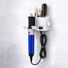 온리담 수납형 강력접착 무타공 드라이기 거치대, 화이트, 1개