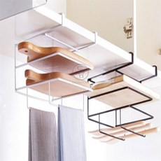 제이에스몰 천장도마거치대 주방정리선반, 3단천장도마거치대 블랙