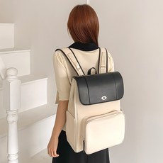 미카백팩 V3.5 기저귀가방 국민 방수 가벼운 캔버스 보냉 백팩 아기 대용량 다기능, 아이보리&블랙