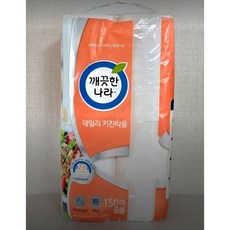 깨끗한나라 데일리 천연펄프 키친타올 롤키친타올 150매, 8롤, 6개