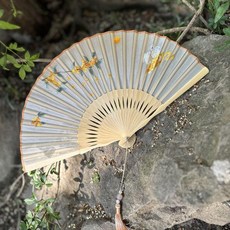 雙面刺繡摺扇 古風草莓圖案, 桂花兔,雙面刺繡摺扇, 桂花兔