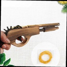 나무 고무줄총 연발 장난감 원목 핸드메이드 수제 아동 놀이용품 실내 야외, 1개