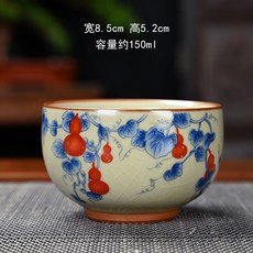 汝窯旅行茶具戶外防燙手抓壺精緻旅行, 1個, 福祿臨門（單杯）