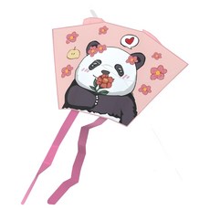 可愛熊貓造型口袋風箏玩具：柔軟材質，親子互動公園露營戶外玩具首選, 粉紅熊貓（送收納袋+50公尺線）, 1