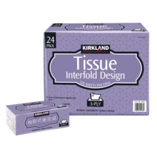 KIRKLAND Signature抽取式衛生紙，三層加厚，不含螢光劑，24包裝，經濟實惠, 120張, 24個