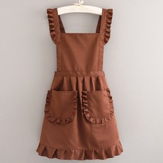 가정용 주방 앞치마 여박양기 공주풍 앞치마 허리 편안 내마모 밥 작업복 색깔8 1개, Pattern-2 × 1개