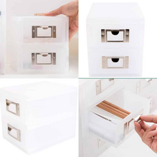 미니 2단 서랍 플라스틱 정리함 화장대 소품보관 이동식 수납박스 소형 케이스 데스크 트레이