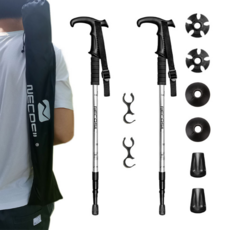 Dogo New Castle Duralumin T型超輕量戶外3段式登山杖 2入, 銀