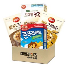 [데일리이츠] 포스트 시리얼 건강식 1+1+1+1 총 4종 (콘푸라이트 1/3슈거라이트260g + 현미그래놀라300g + 통보리그래놀라310g + 건강한칠곡300g), 1세트, 1호