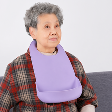 하임하이 성인 턱받이 노인 환자 식사용 방수 식사턱받이, 1개, 퍼플 대