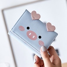 台灣出貨 錢包 短夾 卡通豬豬小錢包女短款軟皮韓版學生多功能可愛三折疊小錢夾多卡位