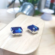 8-10mm 직사각 캡보석 30개 백금도금, 1봉, 샤파이어