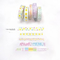 5 롤 스타 하트 패턴 한국어 스타일 스키니 반짝이 종이 Washi 강력 접착 테이프 세트 예술 공예에 대 한 데코 마스킹 어린이 스크랩북 DIY 선물 214942, 5 롤 스타 하트 패턴 한국어 스타일 스키니 반짝이 종, A03