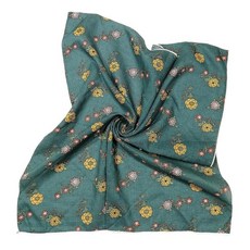 Shanlin 꽃무늬 면 반다나 55.9x55.9cm(22x22인치) 데이지-그린, 청록색-블루