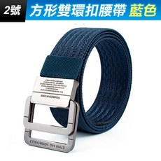 REN DA 方形雙環扣尼龍腰帶 男士休閒戰術皮帶 鋅合金扣頭