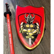 子甄彣璟 跆拳道騎士劍盾靶組合 兒童格鬥玩具 角色扮演 騎士劍 盾牌訓練 安全材質, 1個, 紅色