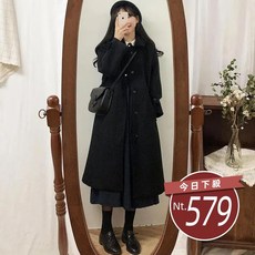 韓版英倫風長版黑色大衣 台灣發貨 女裝外套上衣J181, 【J181】黑色