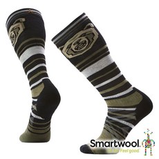 Smartwool 中級減震印花滑雪高筒襪 咆哮灰熊 黑色 SW002899, 1個