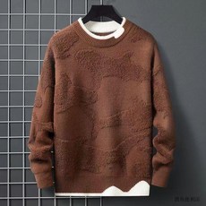 秋冬季男士圓領寬鬆加厚保暖針織衫 - 臺灣出貨