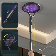 다기능 2 1 모기 램프 각도 개폐식 파자 USB 충전식 배트 스와터, tractable rple, 1개