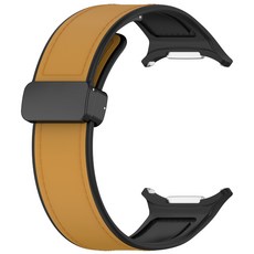 47mm 스마트워치 피트니스 비즈니스와 호환되는 마그네틱 클로저 실리콘 가죽 스트랩, 연한 갈색, 1개