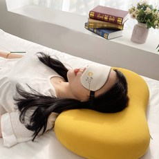 【LoVus】超柔軟釋壓舒眠枕 貓肚皮枕 慢回彈記憶棉枕 護頸椎 舒適透氣 改善睡眠品質, 黃色, 1個