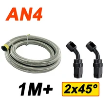 1M AN12 연료 호스 피팅 오일 라인 파이프 튜브 나일론 스테인레스 스틸 땋은 CPE 고무 0 45 90 180 학위 회전 호스 끝, [06] 1M Silver 0 180