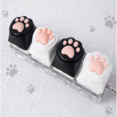 얼터 흑백고양이 LED 키보드 딸깍 키캡 키링, 블랙엔화이트, 1개