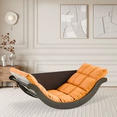 Zoomland 흔들의자 소파 1인용 다이닝 리클라이너 편한 독서 안락 의자 스윙 릴렉스 체어, 1개, orange a