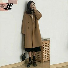 TIMEPURE 여성용 루즈핏 모직 코트 작은키 체형커버 중롱 아우터 포근한 데일리룩 트렌디 캠퍼스룩 캐주얼 아우터