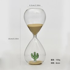 創意15分鐘仙人掌沙漏計時器3D造型家居擺件玻璃工藝品, sl2056 新款仙人掌沙漏 15分鐘:sl2056 新款仙人掌沙漏 15分鐘