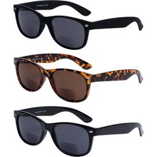 남녀 클래식을 위한 Yogo 비전 바이포칼 리딩 선글라스 레트로 스타일 UV400 자외선 차단 독자 안경, Matte Black/ Brown/ Shiny Blac, 4.0 x, 1개