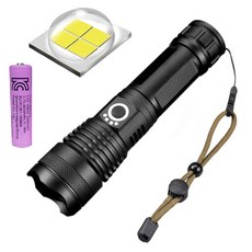 xhp70 후레쉬 led 충전식 줌 랜턴 몬스터 후레쉬 해루질 2000mah 배터리포함 XHP160칩 써치라이트 도미노스토리, 1개