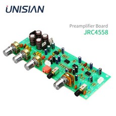 UNISIAN JRC4558 오디오 프리 앰프 OP-AMP 베이스 고음 볼륨 톤 제어 보드 용 음량 포함)