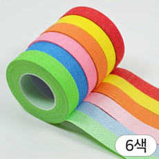 영바이브 컬러 종이 마스킹테이프 6색 25mm x 20m, 6개, 핑크, 레드, 오렌지, 옐로우, 블루, 그린
