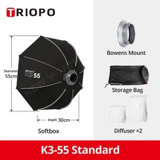트리포 55cm K3-55 퀵 세팅 옥타곤 소프트케이스 보웬스 마운트 (스튜디오 플래시 LED 조명용), 07 K3-55