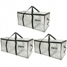 아일라잇 대용량 이불 옷정리 이사가방 타포린백, 3개, 투명 94L