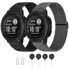 HQzon Garmin Instinct 1/2/3 45mm 솔라/포러너 965 시계와 호환되는 22mm 탄성 나일론 밴드 부드럽고 통기성이 좋은 스포츠 교체 스트랩 Feni, 블랙-그레이