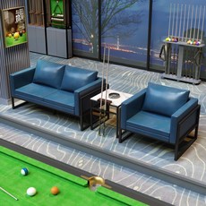 QJUN 臺球沙髮觀球椅子，桌球廳專用休息沙髮，舒適看球臺球室用品，耐用穩固。, 藍色三人組合, 1個