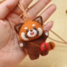 레서판다 키링 양모 펠트 diy 인형 만들기 커플 세트다, 9. 옵션3 + 끈, 1개