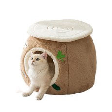 고양이 숨숨집 하우스 니트 보온 텐트 강아지 집 인디안, 통나무집(사이즈가 다르니 상세참조), 1개