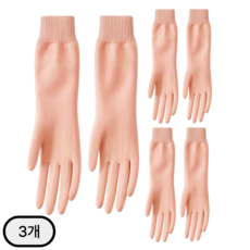 인즈홈 물유입차단 소매밀착 고무장갑, 3개, FREE(one size), 핑크