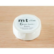카모이 가공지 카모이 mt 마스킹 테이프 slim K 6mm 매트 화이트 MTSLIM23, 1개