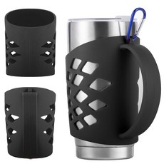 TRINENOX YETI 591.5ml(20온스) 텀블러용 손잡이 단단한 손잡이가 달린 실리콘 슬리브 - Rambler 스테인리스 스틸 진공 단열 텀블러에 적합 여행용 커피