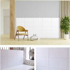 국내산 접착식 데코타일 주방 붙이는 벽지 시트지 벽 타일 폼블럭 붙이는 템바보드 욕실 타일시트지 38*54 (10장), 벽돌 화이트