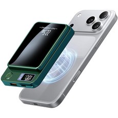 맥세이프 22.5W초고속 보조배터리 20000mAh 무선 대용량 가벼운 아이폰 갤럭시 사용가능, 녹색, GG1260110-1S2P 20000