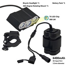 L2/T6 LED 라이트 자전거 1200LM 세트6400mAh 배터리 포함 USB 충전식 헤드라이트/손전등, [03] T6-6400mah