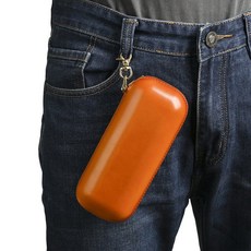 頭層牛皮眼鏡盒 創意膠囊可攜式真皮收納盒 復古做舊 尺寸18*5*8cm 拉鏈開合 側邊金屬掛扣